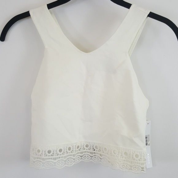 Aqua Tops - NWT Aqua white knit v-neck crop top size small